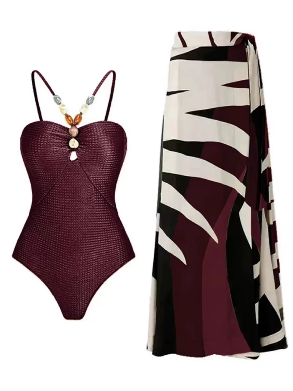 Deux pièces Bikinis maillot de plage 2024 femmes Sexy cordon body avec jupe longue été femme bain na