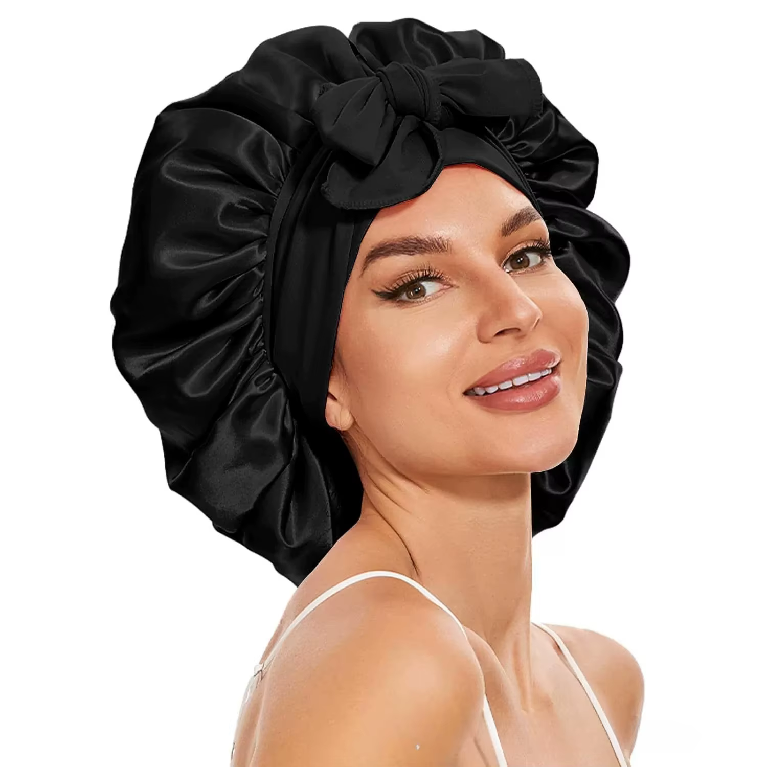 Bonnet de nuit en satin uni pour femmes, bonnet de sommeil, bonnet de soin des cheveux, bonnet de nu