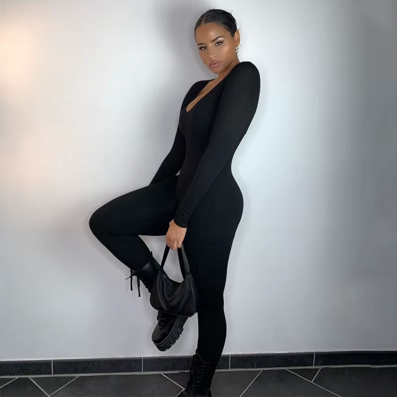Combinaison à manches longues pour femmes, barboteuse de fitness, combishort d'activité, vêtements d