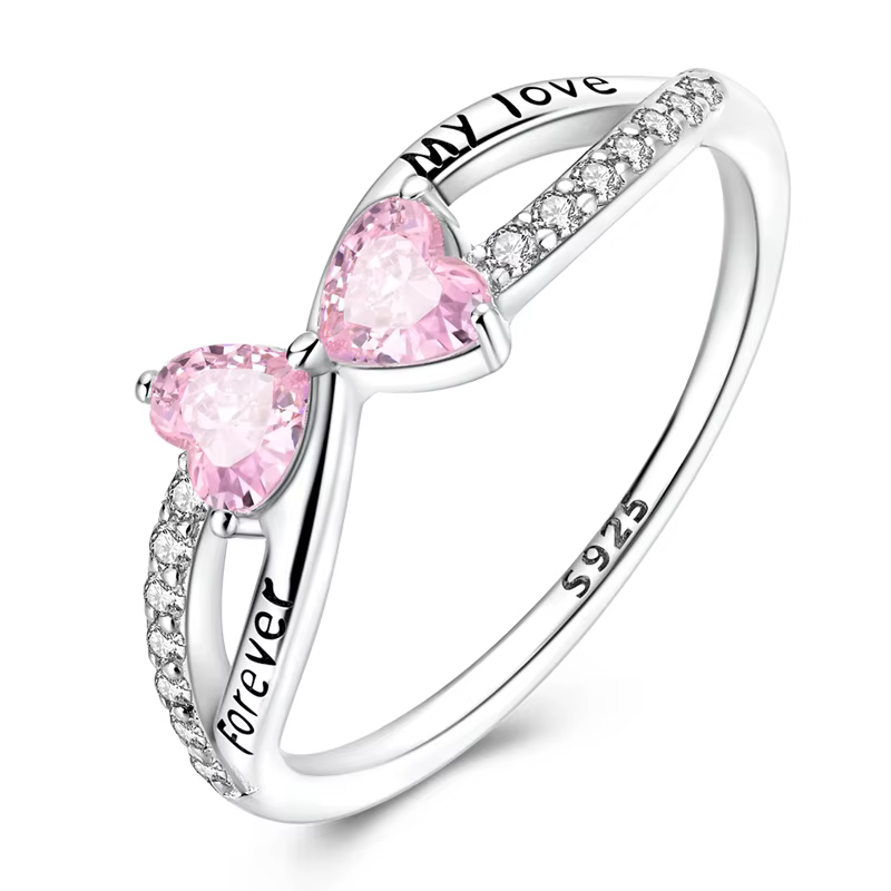 Bague d'amour éternel scintillante en argent Sterling 925 pour femmes et filles, bijoux originaux, c