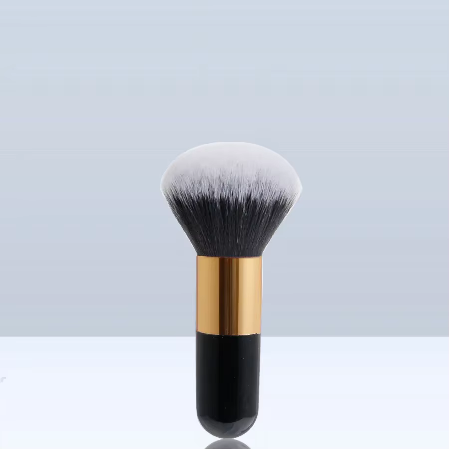 Grand manche rond pinceau à poudre pinceaux de maquillage noirs moelleux doux professionnel poudre f