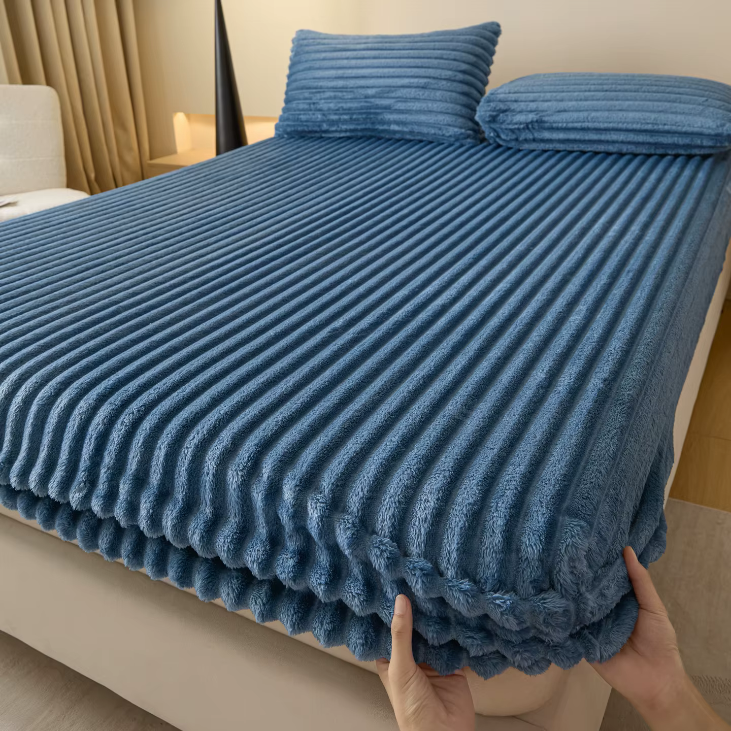 Housse de matelas épaisse en fausse fourrure de lapin, couleur unie, protection de matelas en velour