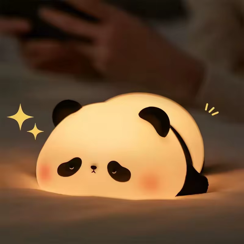 Veilleuse LED mignonne en silicone, forme Panda, mouton, lapin, avec minuterie, rechargeable par USB