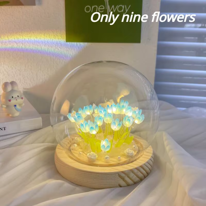 Tulipe artificielle fleur veilleuse ornements à la main bricolage chevets LED lampe de nuit chambre 