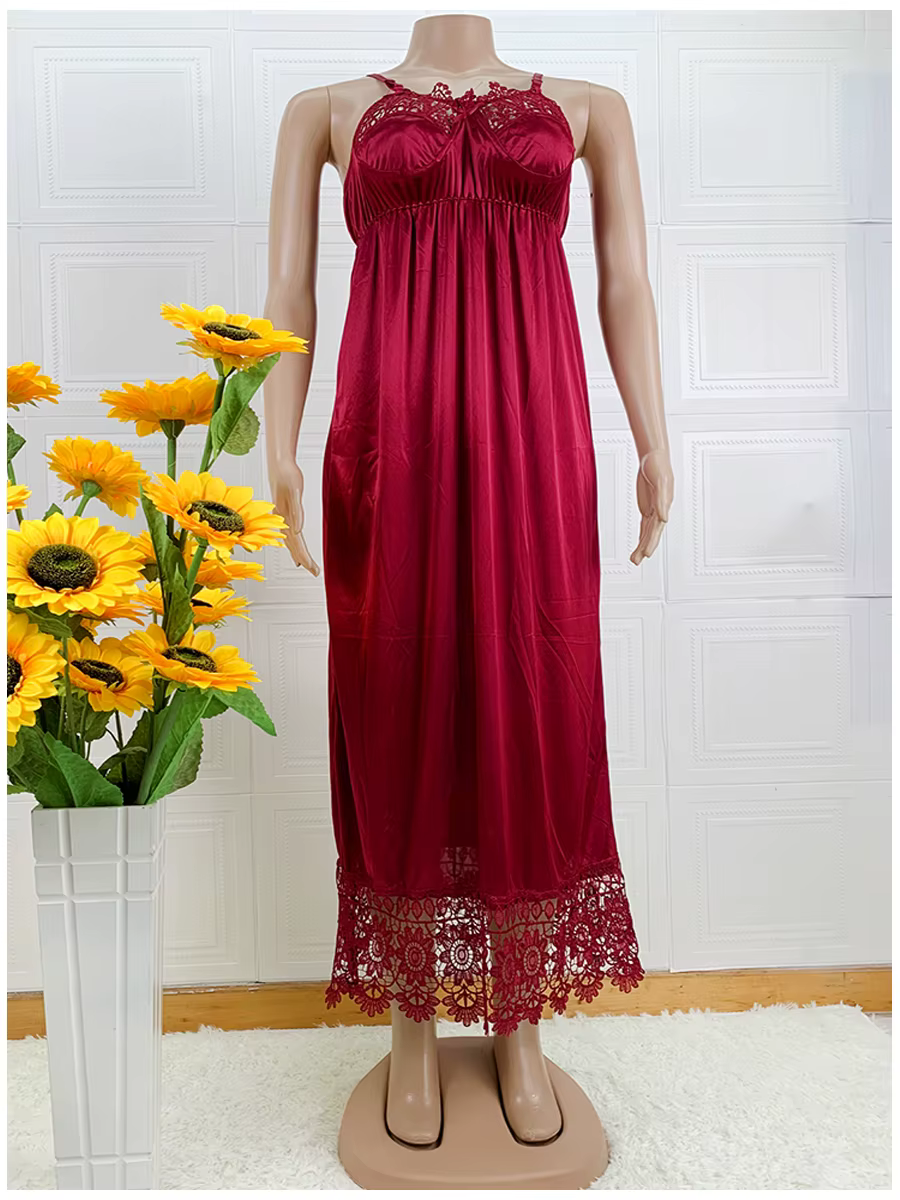 Dernières femmes africaines Sexy élégant dentelle broderie pyjamas soie confortable Sexy chemise de 