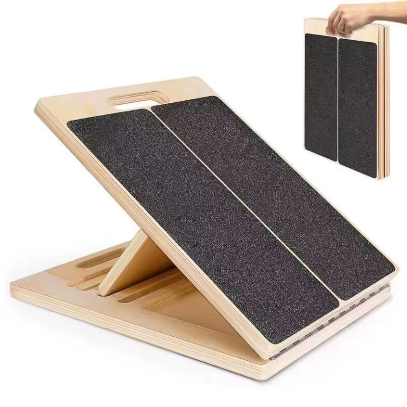 Planche d'étirement des mollets en bois réglable et inclinable pour squats, conception ergonomique,