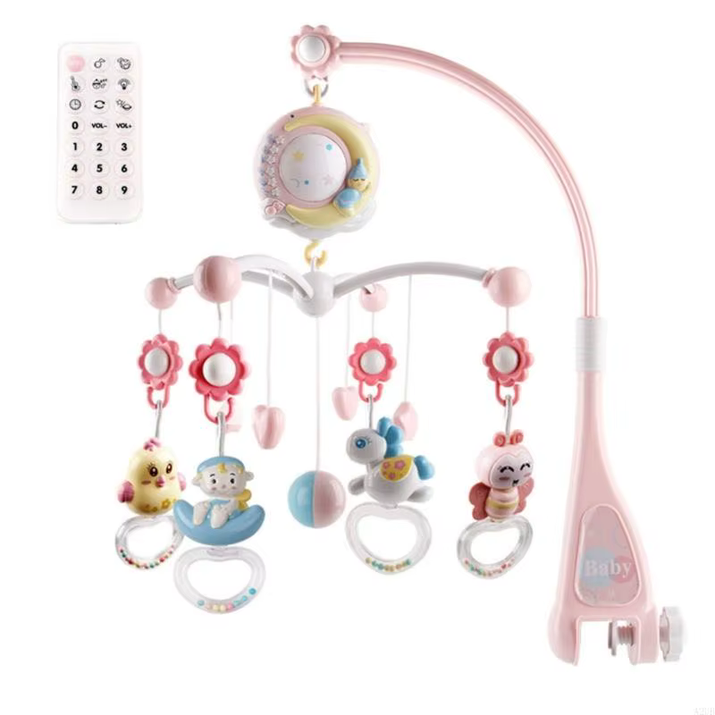 Baby Musical Crib mobile suspendu Remote Control Music Box avec des lumières nuit pour garçons 0-24