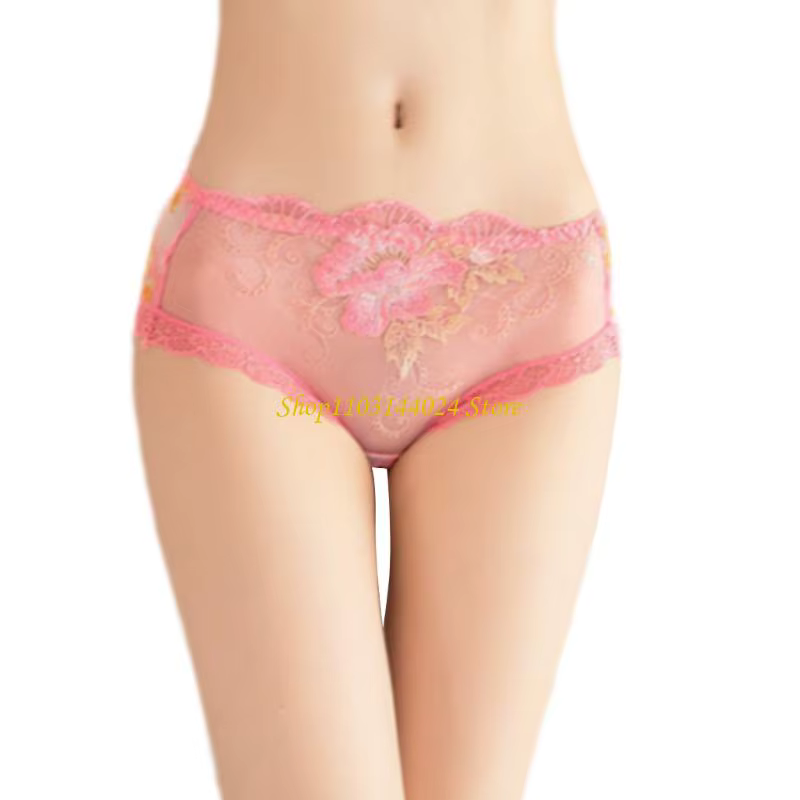 Culottes élégantes pour femmes en maille transparente avec broderie florale, dentelle transparente,