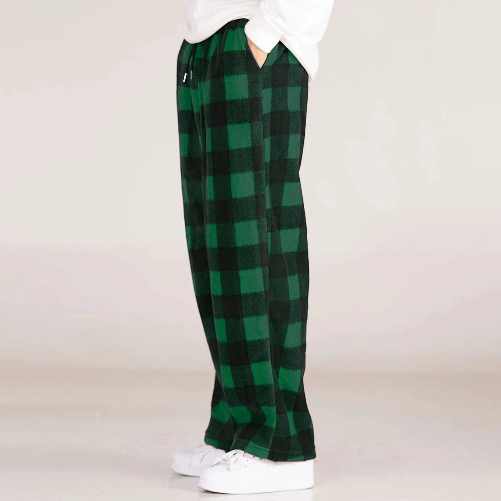 12 cadeaux pour hommes, pantalon de pyjama taille haute à carreaux rouges avec cordon de serrage, ja