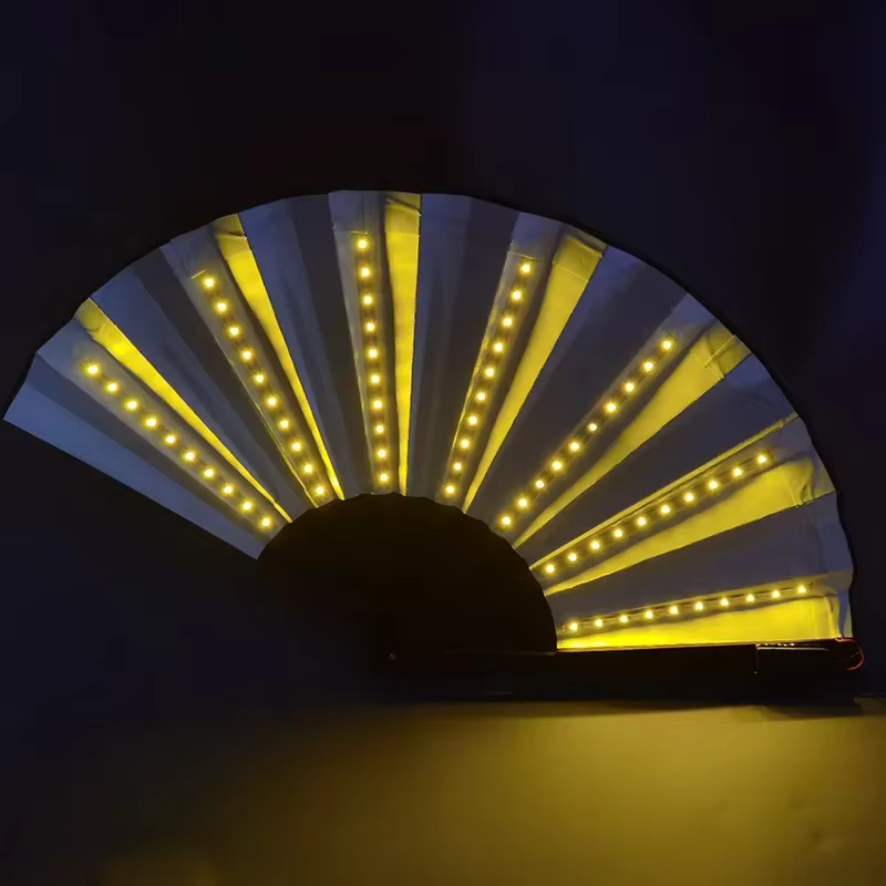 Ventilateur Fluorescent lumineux à lumière Led avec batterie, ventilateur à main pliable pour specta