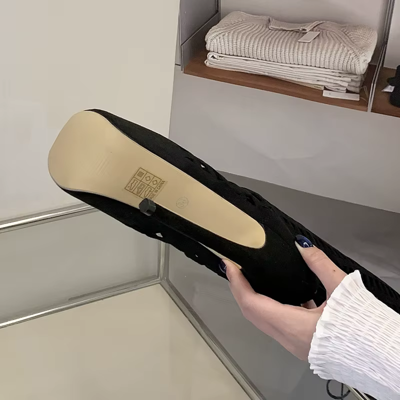 Eilyken Bottes d'été sexy à bout ouvert et ajourées pour femme, en maille, à lacets, à talons aiguil