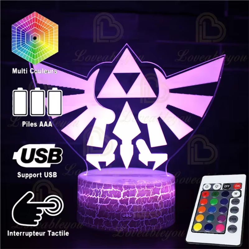 Lien la légende de Zelda Touch 3D LED veilleuse lampe de bureau Groudon Venusaur Anime Figure coloré