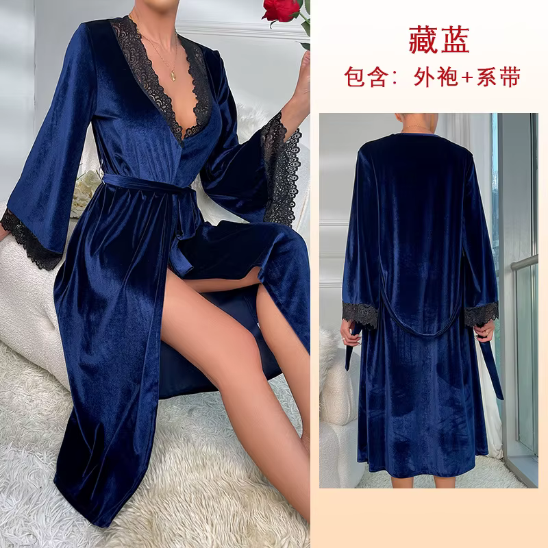 Mariée mariage velours Robe printemps femmes dentelle Kimono peignoir demoiselle d'honneur vêtements