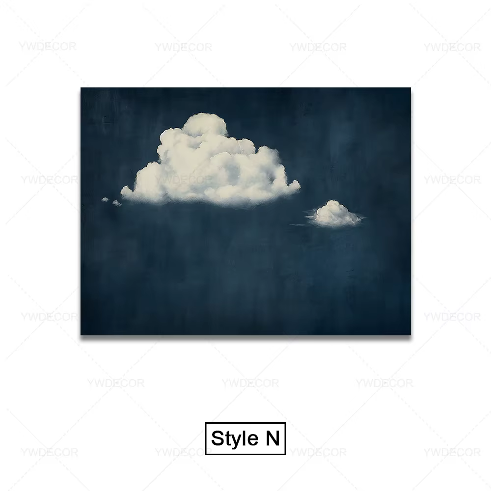 Affiches abstraites de nuage bleu, toile d'art mural, Style minimaliste imprimé ciel nocturne, Art m