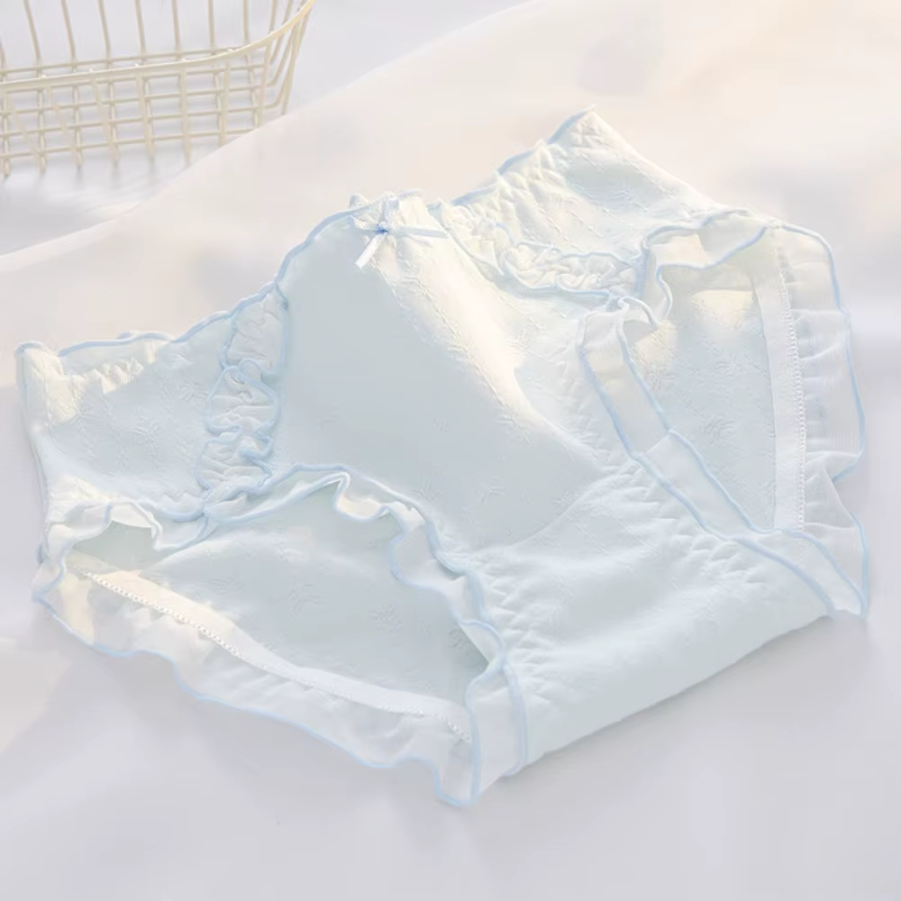 Culottes en coton à nœud floral taille mi-haute confortables pour femme, sous-vêtements à volants mo