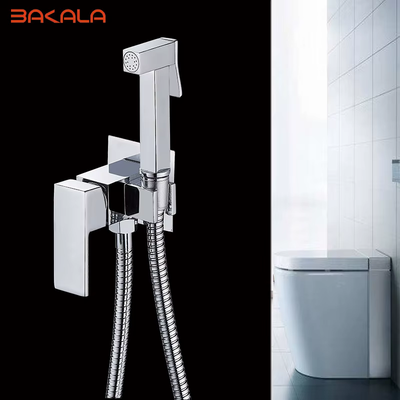 BAKALA-Ensemble de bidet carré en laiton chromé, douche de toilette, pulvérisateur portable, robinet