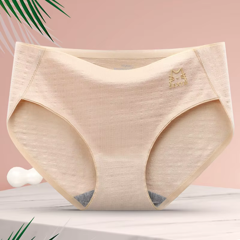 Culotte en coton avec lettres pour femme, slip grande taille, intérieur antibactérien, lingerie fémi