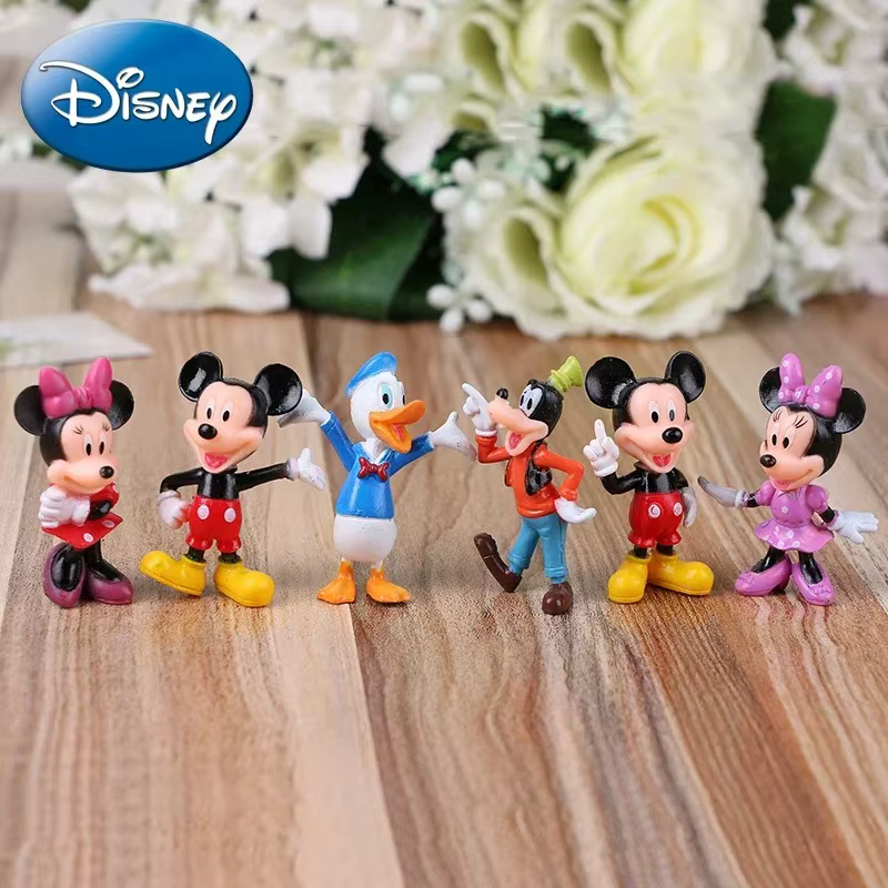 Figurines d'action Disney Mickey Mouse, 6 pièces/ensemble, modèle Minnie en Pvc, poupée, périphériqu