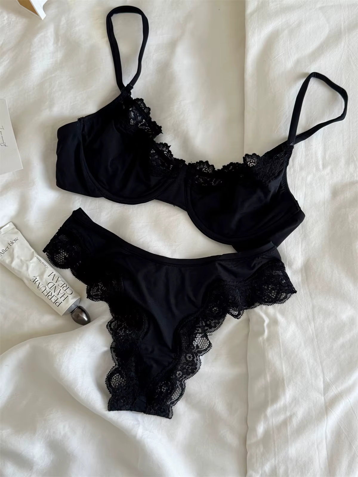 Ensemble soutien-gorge et culotte rose sans doublure, à armatures, avec dentelle, confortable, minim