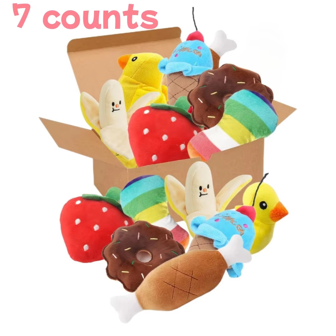 Un ensemble de 7 pièces de jouets sonores pour chiots, à mâcher en peluche en vrac pour animaux de c