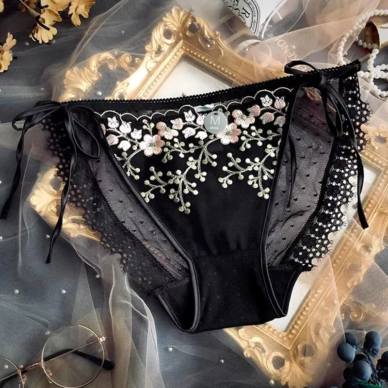 Sous-vêtements en dentelle Vintage pour femmes, culotte Sexy à motif floral, slip sans couture, tail