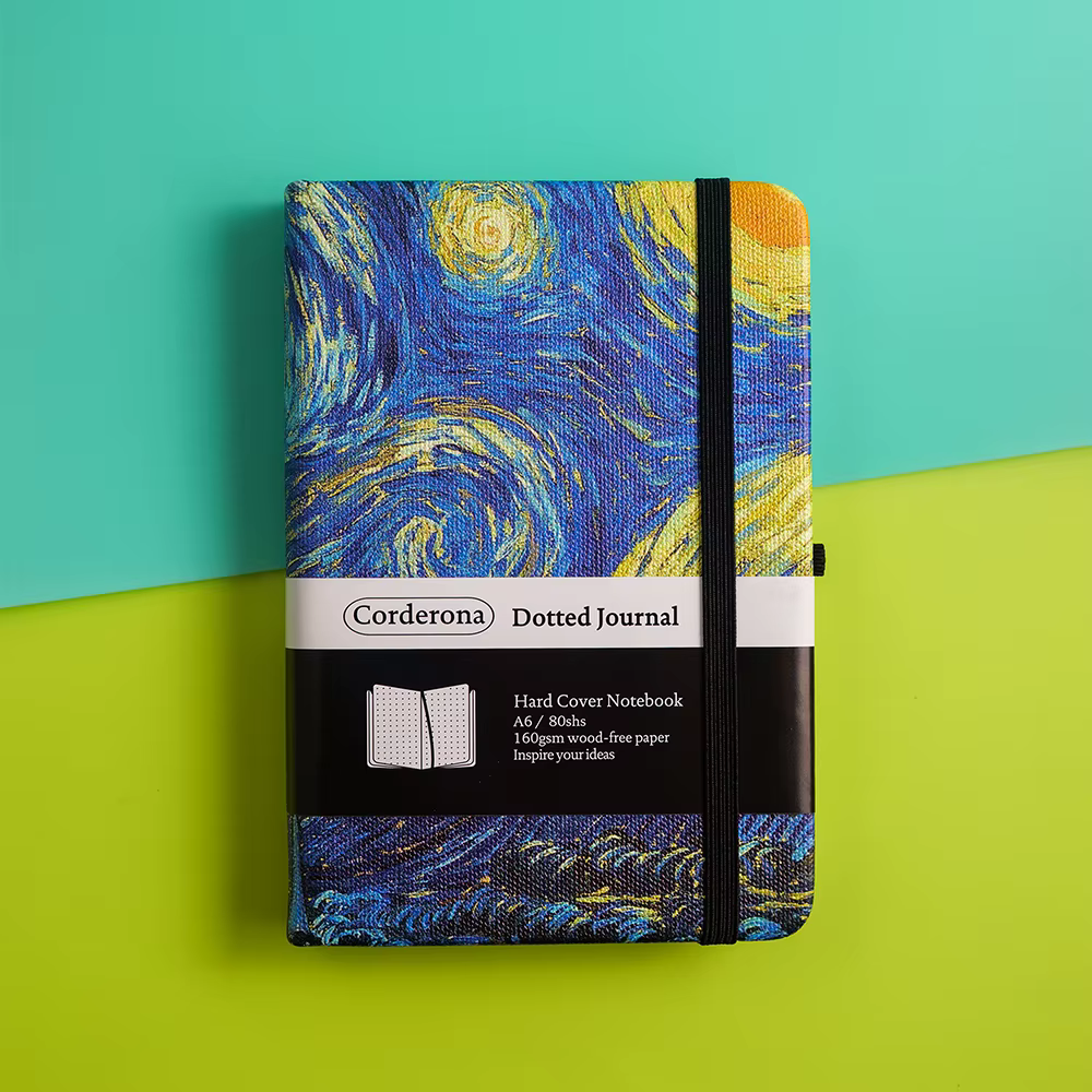 A6 Van Gogh Bullet Journal à pois Vincent Starry Night 160 g/m2 Grille à points à couverture rigide 