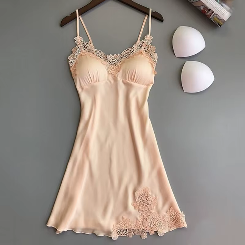 Dames Sexy injSatin Nuit Robe fibrNighties V-cou Chemise De Nuit Chemise De Nuit En Dentelle Vêtemen
