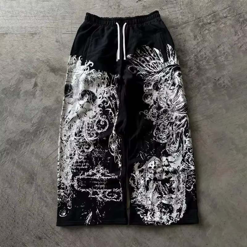 Pantalon décontracté rétro Y2K été 2026, style gothique, imprimé direct, coupe oversize, streetwear