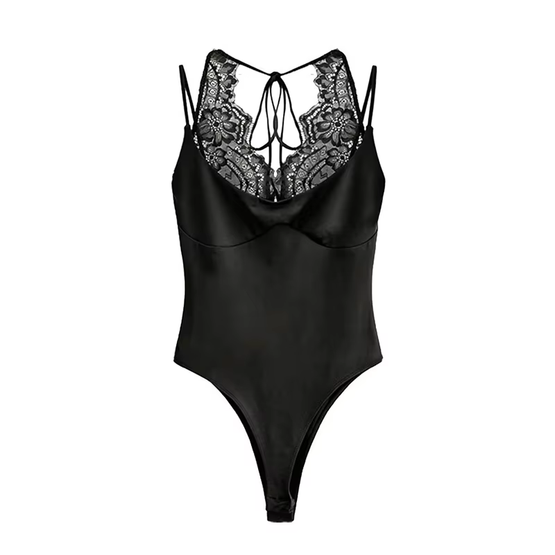 Body pour femme 2026 Nouvelle mode été multicolore avec dentelle épissée, chic et original, à fines 