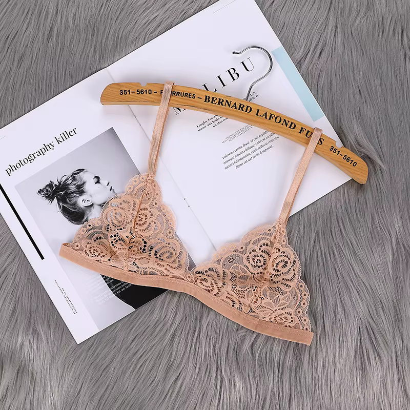 Soutien-gorge fin sans coussin de poitrine pour femme, lingerie en dentelle sexy, haut tubulaire à d