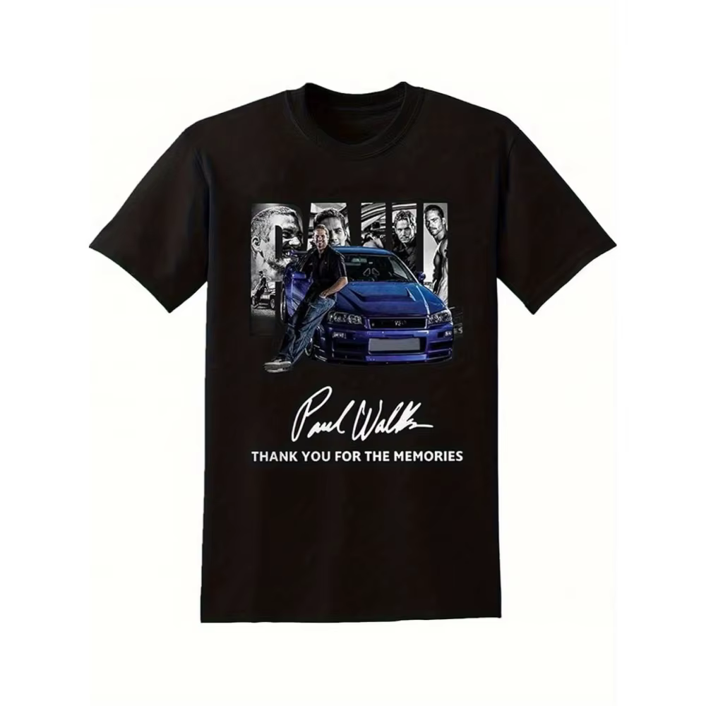 T-shirt rétro en coton pur, hommage à Paul Walker, style streetwear, doux, unisexe, imprimé, cadeau