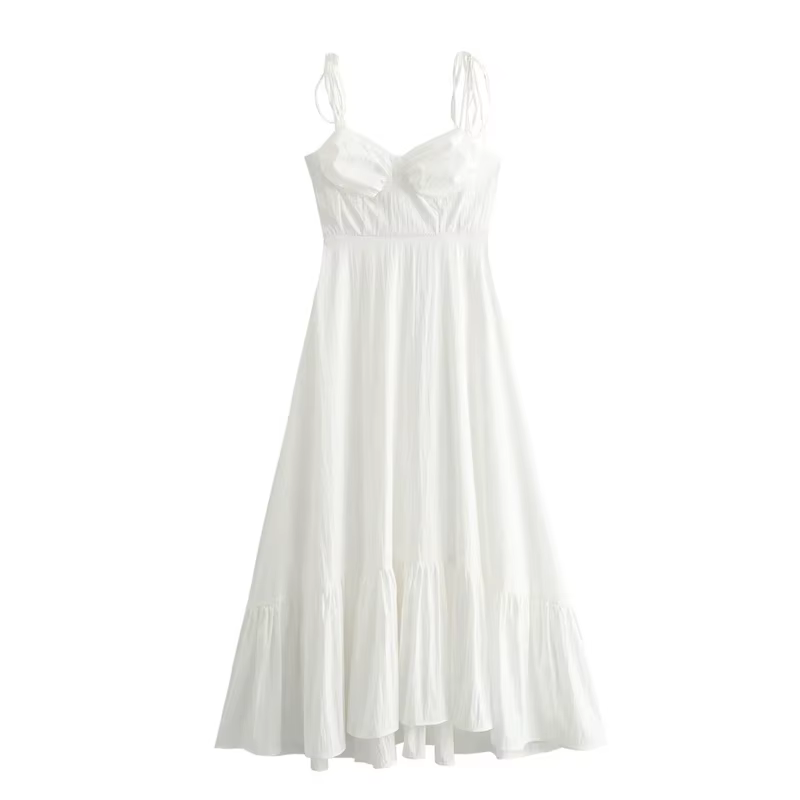 MUJER blanc Corset robe femme à volants Slip longues robes pour femmes 2025 sans manches dos nu robe