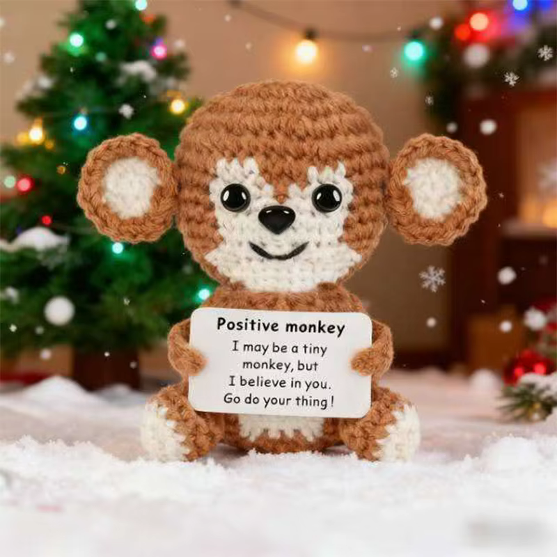 Cadeaux pour lui son petit ami petite amie fait à la main au Crochet positif singe mignon émotionnel