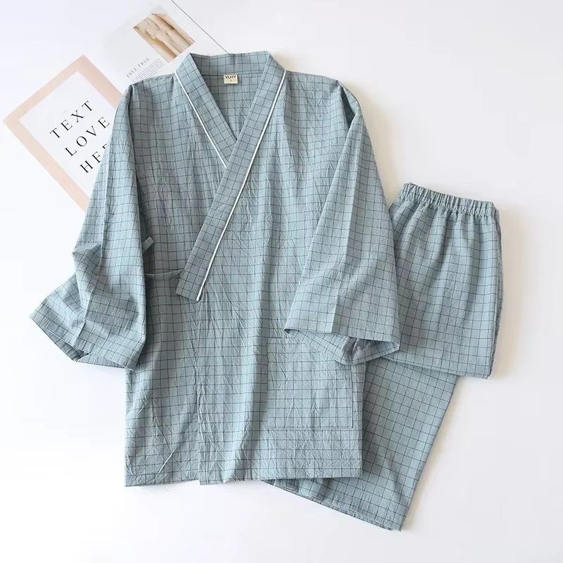 Ensembles de pyjamas deux pièces pour hommes, robe kimono japonaise, peignoirs décontractés pour la