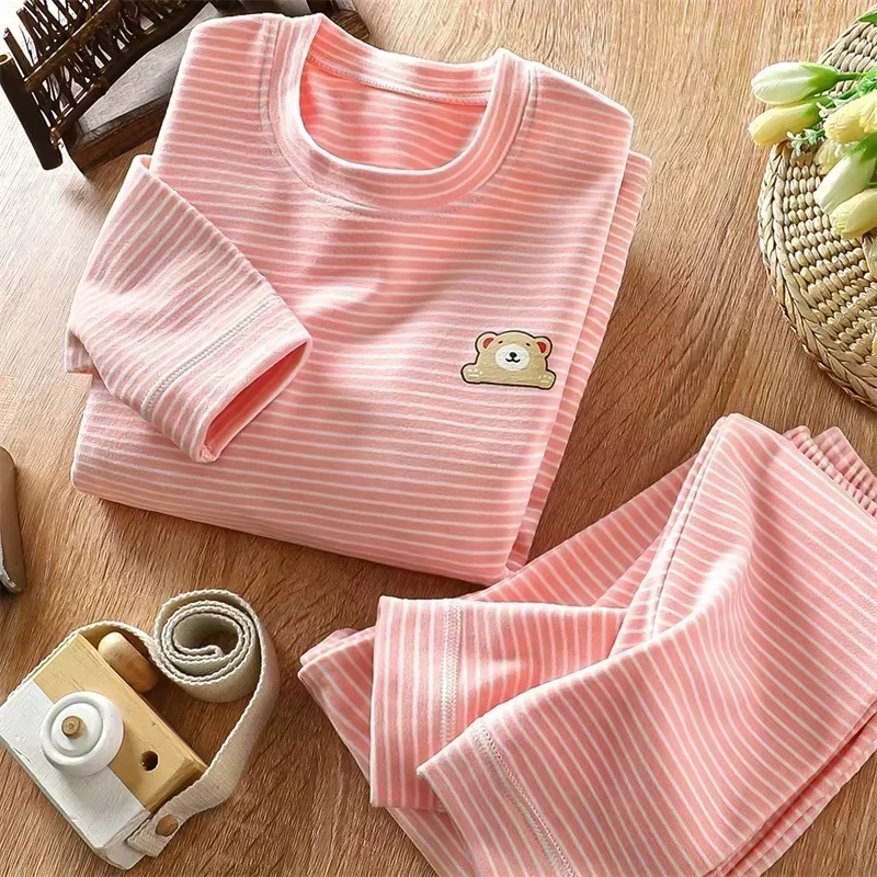 Ensembles de pyjamas pour enfants épaissi vêtements de nuit chauds enfants rayure bébé vêtements ens