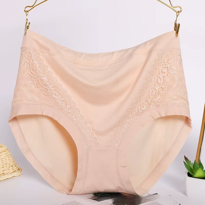 Culottes en dentelle pour femmes d'âge moyen, taille haute, coton épais, sous-vêtements en coton pou