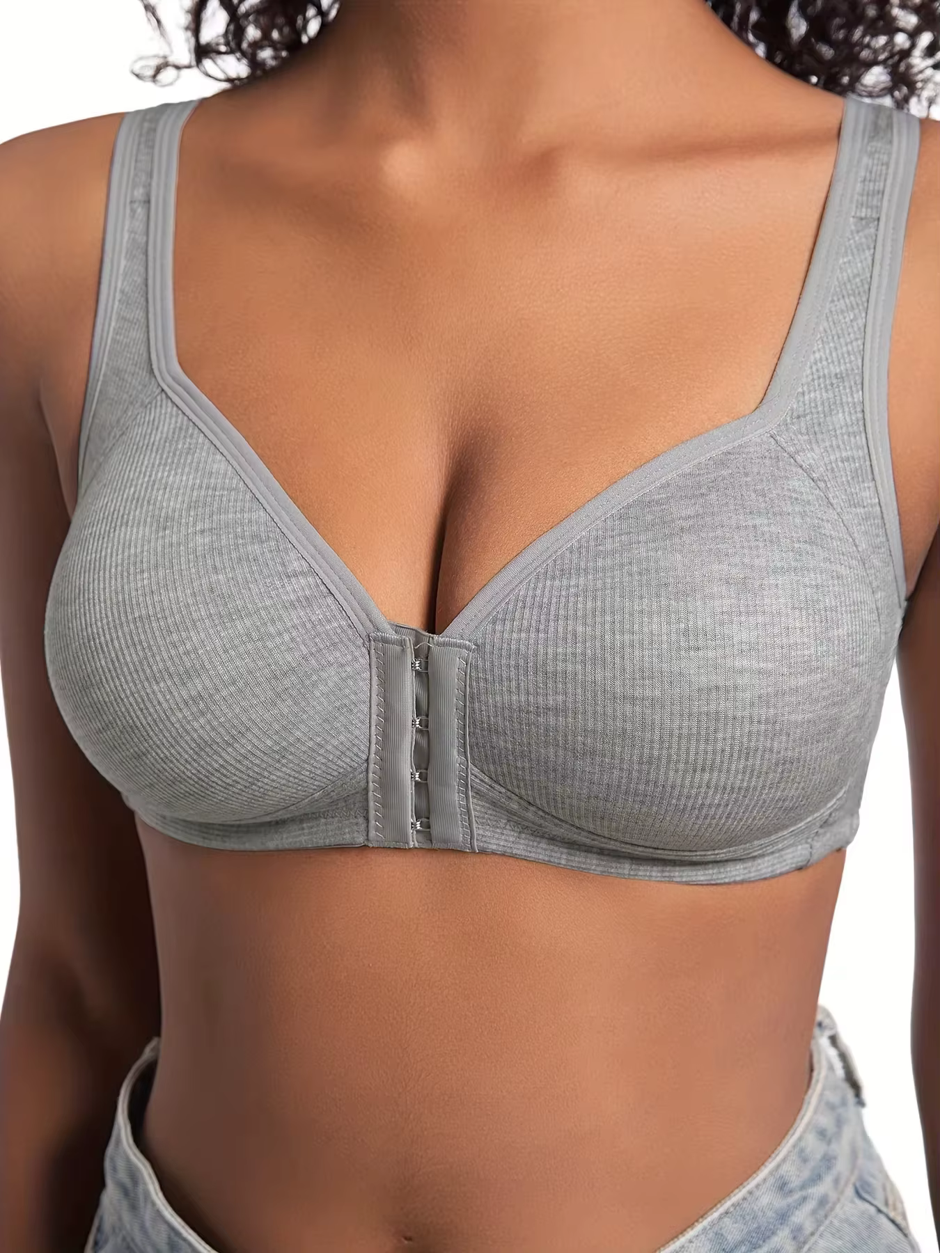 Soutien-gorge à fermeture avant pour femmes, sans armatures, couvrant entièrement la poitrine, à bon