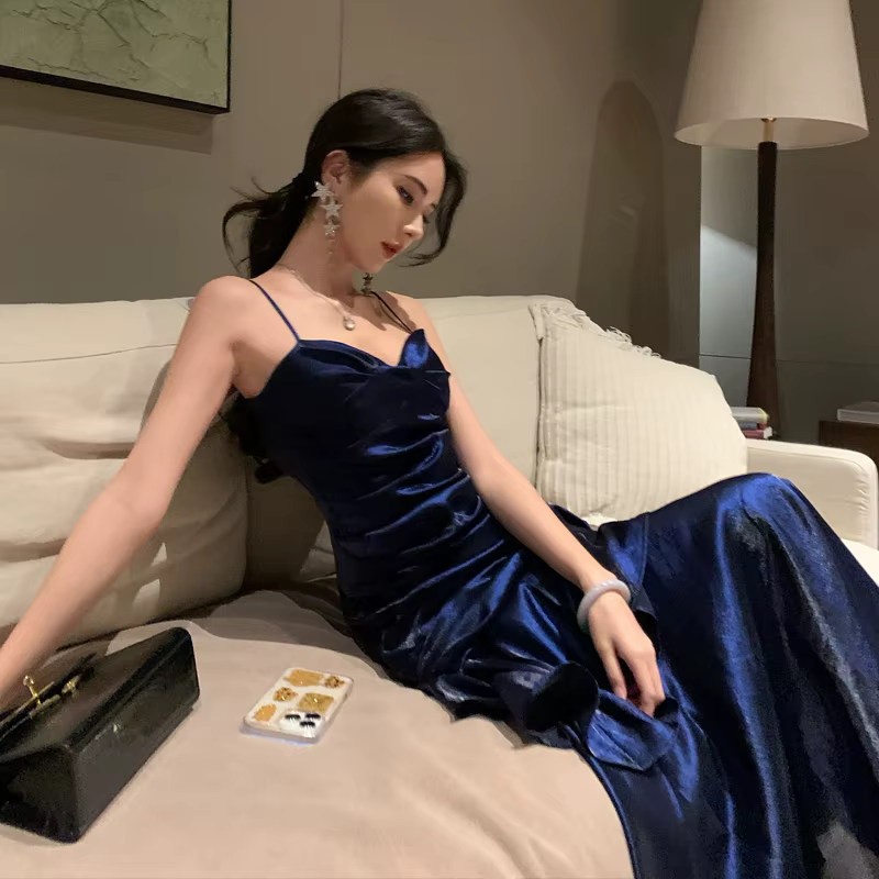 Robe longue de soirée élégante et Sexy pour femmes, tenue de soirée d'anniversaire, sans manches, br