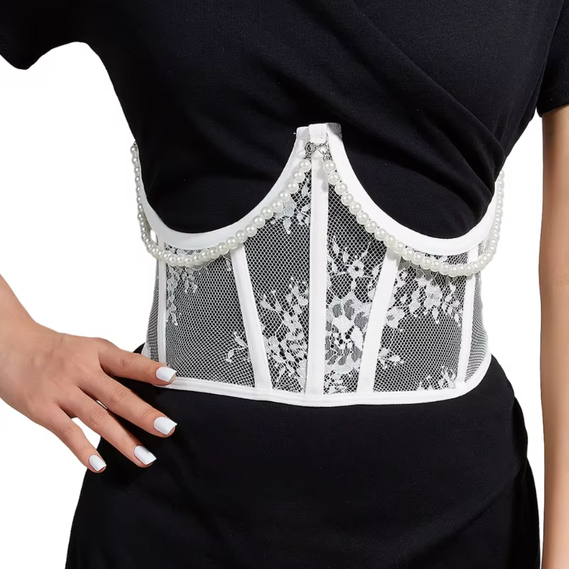 Fille chemise décontractée robe taille Corset dentelle motif Corset pour discothèque Lingeries M6CD