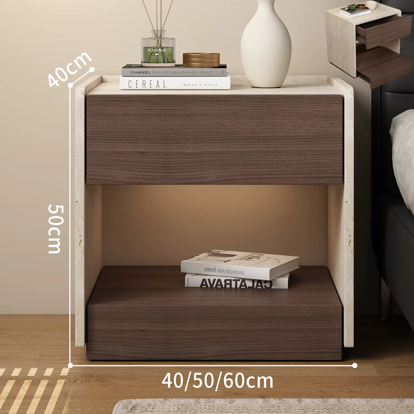 Table de chevet simple et étroite avec rangement, style européen, de luxe, meuble de chambre à couch