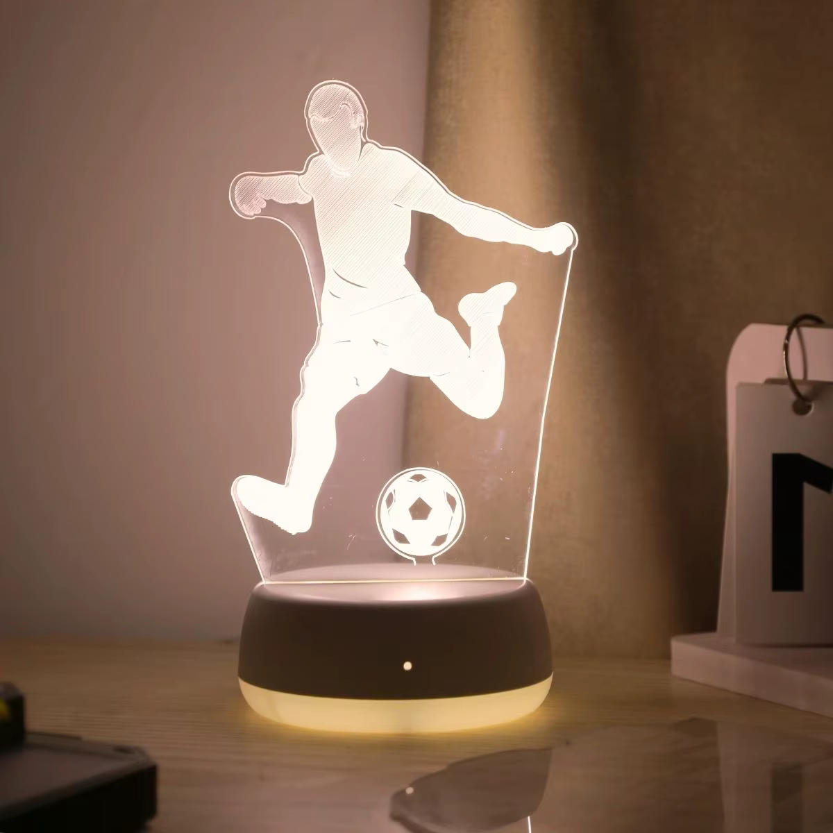 Lampe de nuit 3D créative sur le thème du football, multicolore, pour chambre, chevet, bureau, ambia