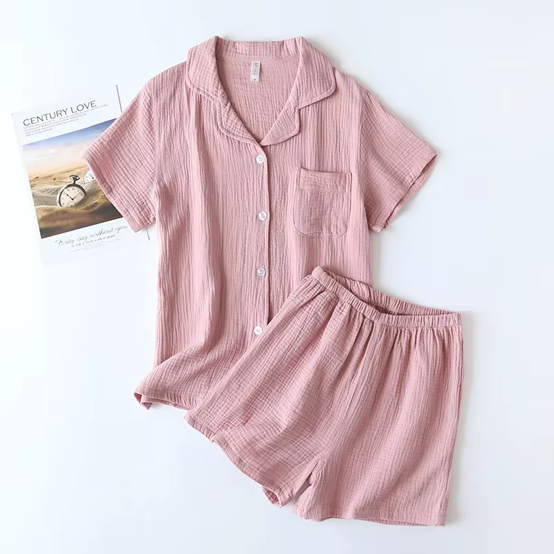 Ensemble pyjama 2 pièces décontracté et tendance pour femme, manches courtes et short, style été fin