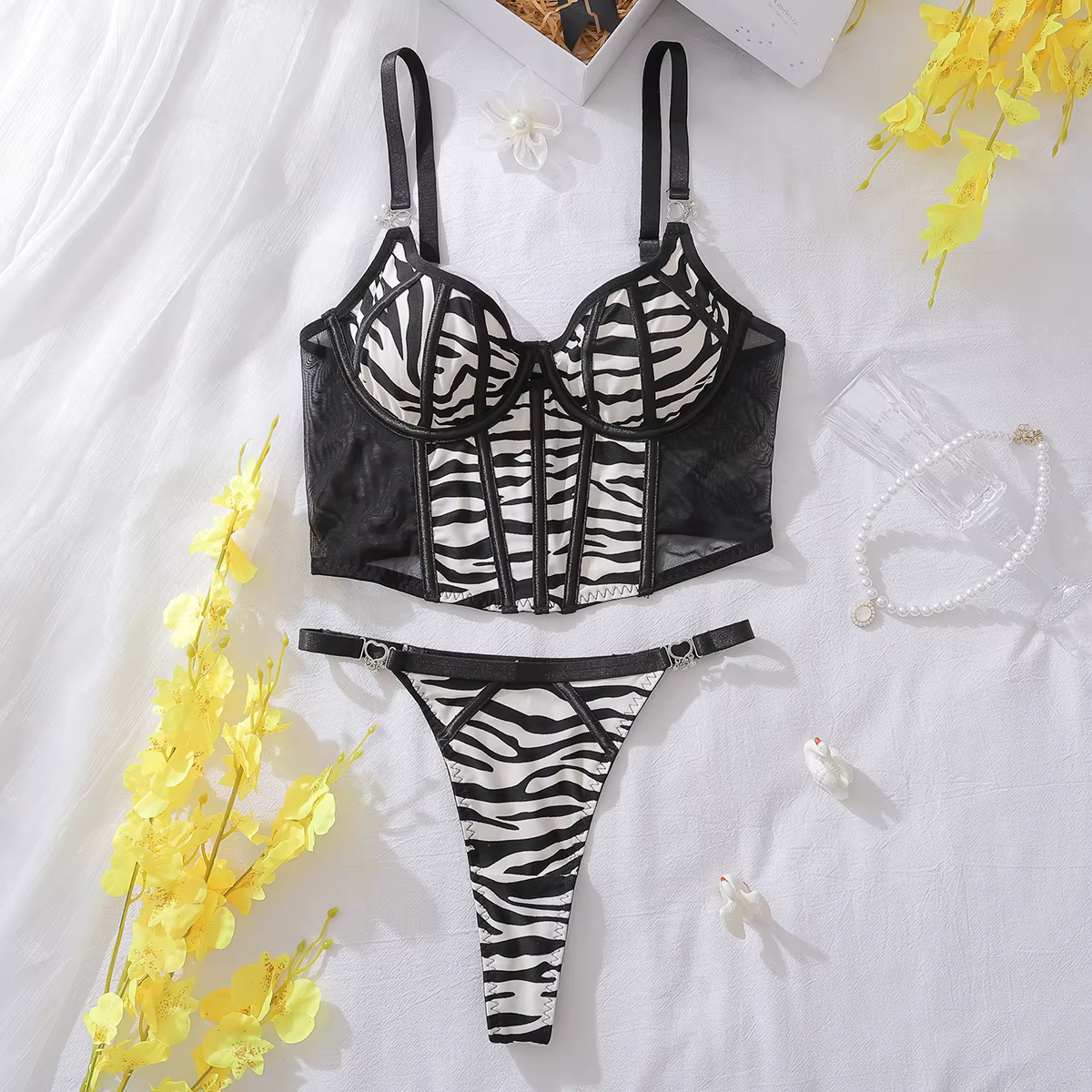 MUZISKAT 2025 Super Sexy zèbre arête de poisson Lingerie Costume érotique exotique épice fille mince