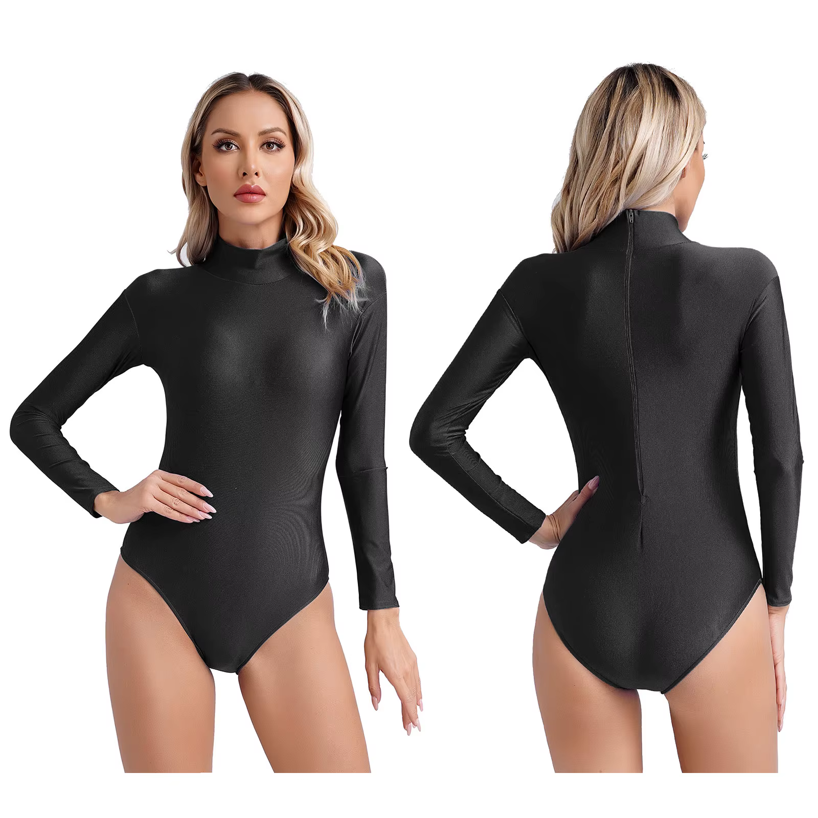 Justaucorps extensibles à manches longues pour femmes, costume de batterie de patinage artistique, c