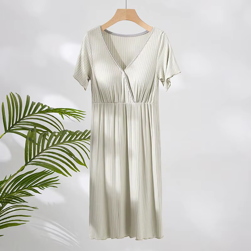 Nouvelle Robe de Nuit d'Été en Modal pour Femme, Décontractée, Col en V, Confortable, Chemise de Nui