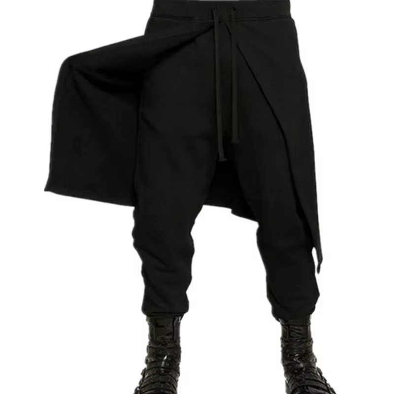Costume de pantalon noir steampunk médiéval pour hommes, style occidental, épissé adt, cosplay de sc