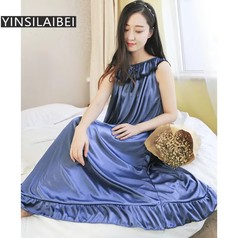 Perspective vêtements de nuit féminins chemise de nuit longue pour femmes grande taille Sexy fausse 