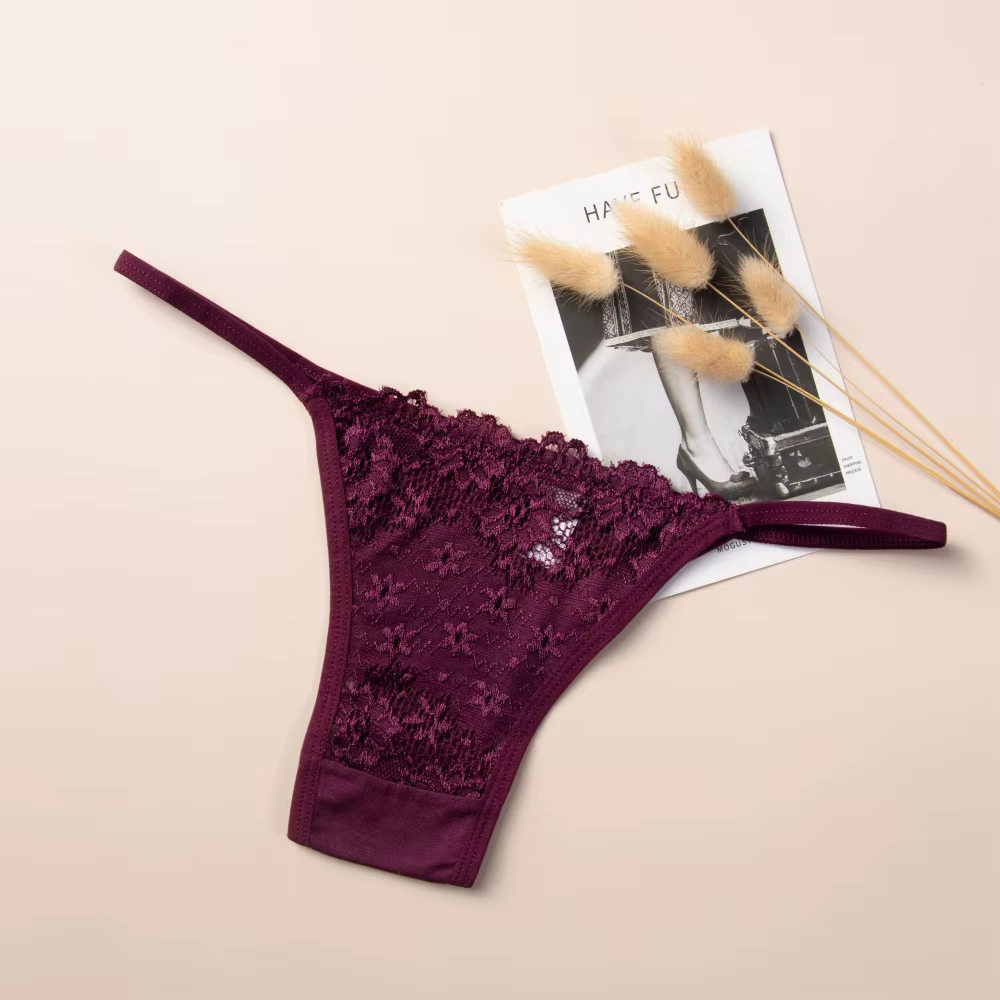 Femme culotte nouveau confortable nœud coton Polyester dentelle Sexy string fille sous-vêtements cou