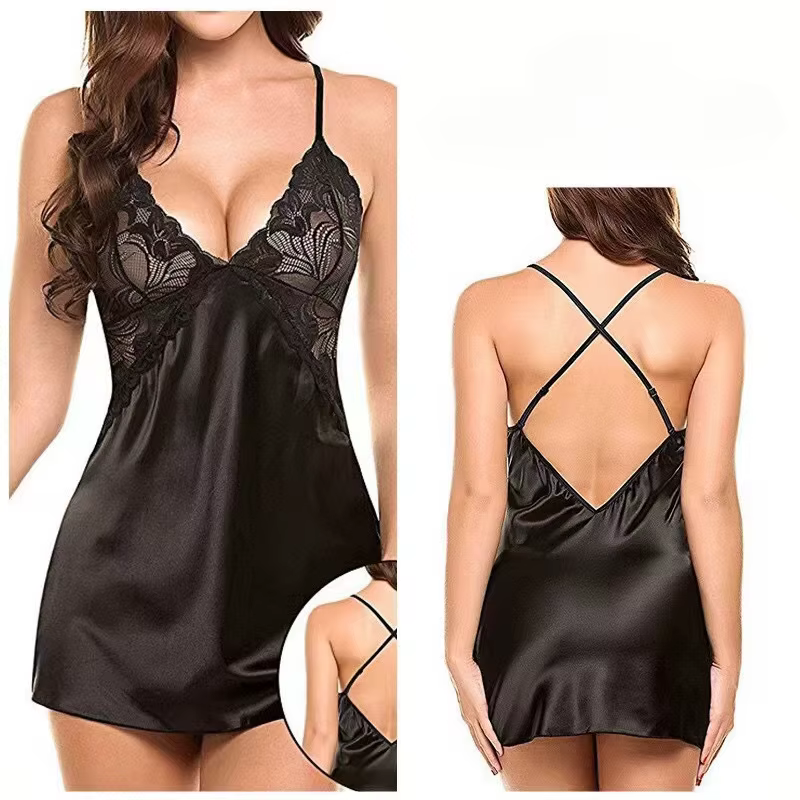 Lingerie chaude Porno chemise de nuit vêtements de nuit sexy grande taille robe de nuit nuisette fem